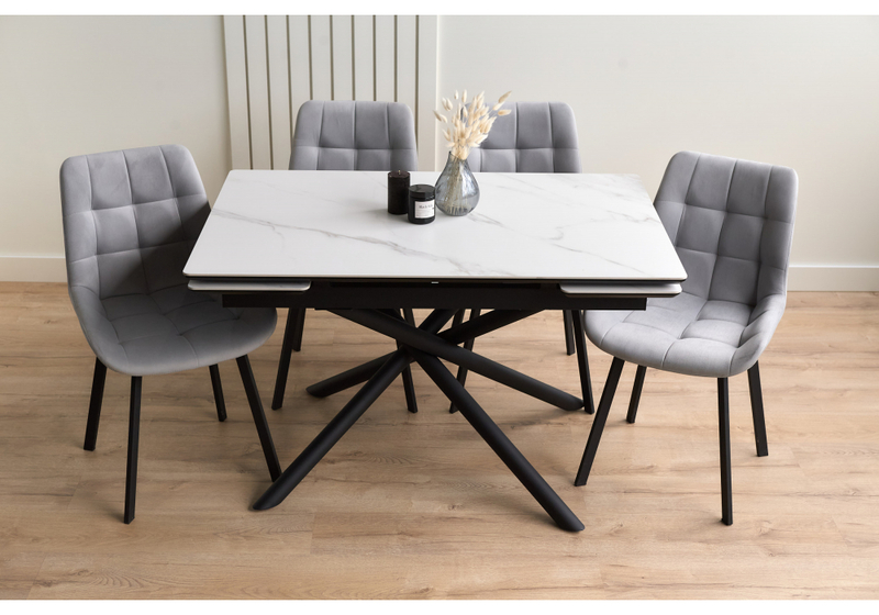 Керамический стол, Мэриан 120(180)х80 snow alpin white / черный