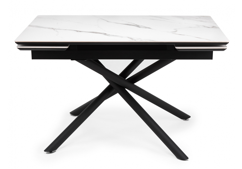 Керамический стол, Мэриан 120(180)х80 snow alpin white / черный
