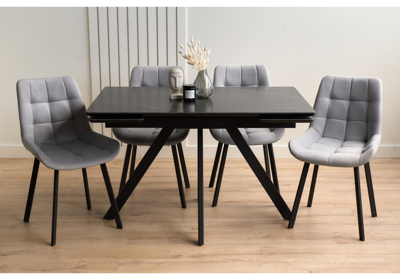 Керамический стол, Вилли 120(180)х80 shakespeare black / черный