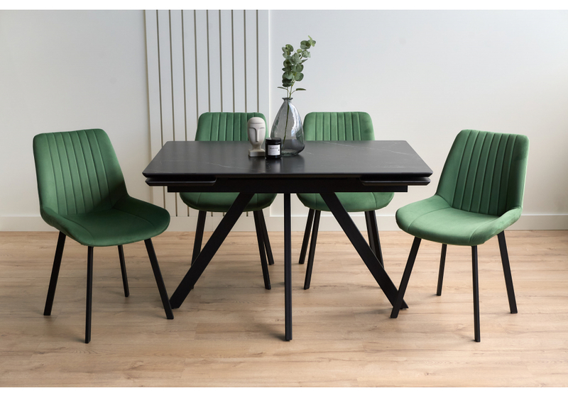 Керамический стол, Вилли 120(180)х80 shakespeare black / черный