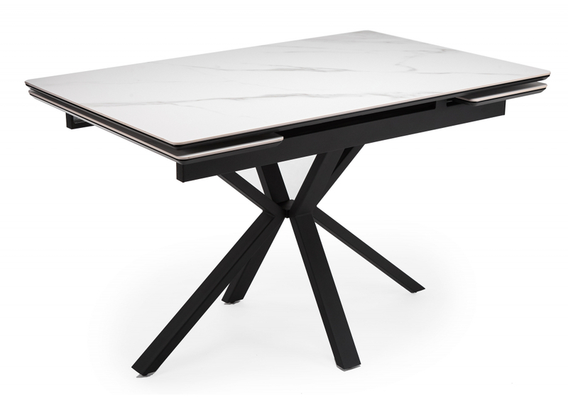 Керамический стол, Старлайт 120(180)х80 snow alpin / черный