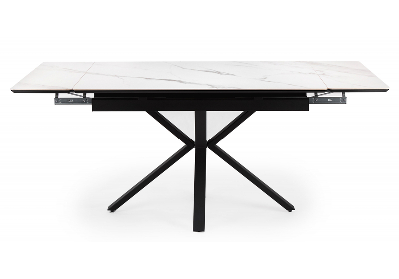 Керамический стол, Старлайт 120(180)х80 snow alpin / черный