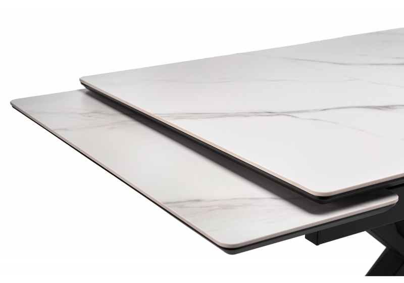 Керамический стол, Старлайт 120(180)х80 snow alpin / черный