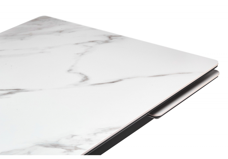 Керамический стол, Старлайт 120(180)х80 snow alpin / черный