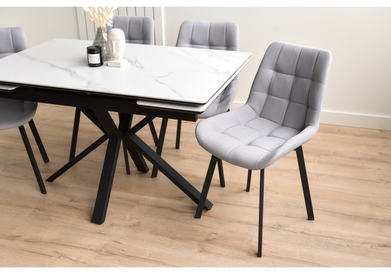 Керамический стол, Старлайт 120(180)х80 snow alpin / черный