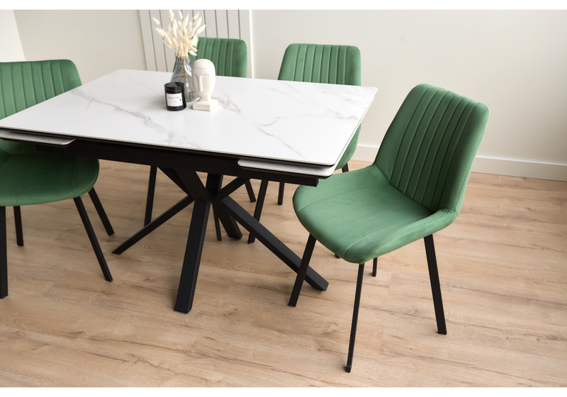 Керамический стол, Старлайт 120(180)х80 snow alpin / черный