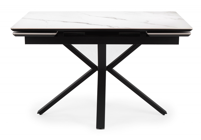 Керамический стол, Старлайт 120(180)х80 snow alpin / черный