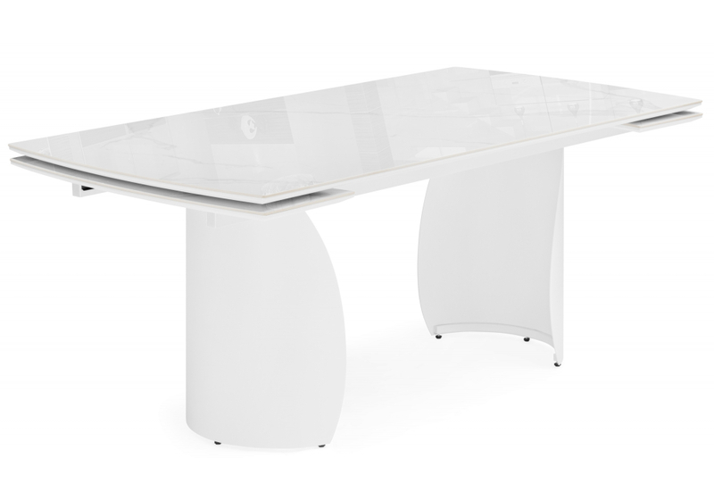 Керамический стол, Готланд 180(240)x90 statuario titan gloss / белый