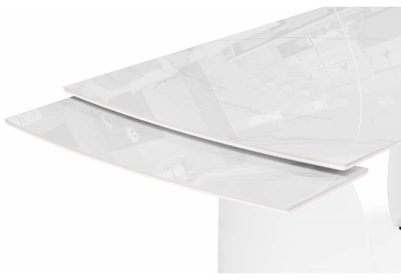 Керамический стол, Готланд 180(240)x90 statuario titan gloss / белый