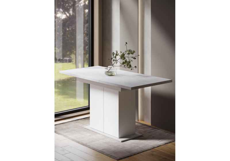 Стол деревянный, Carla белый / цемент светлый