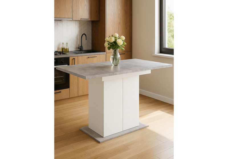 Стол деревянный, Carla белый / цемент светлый