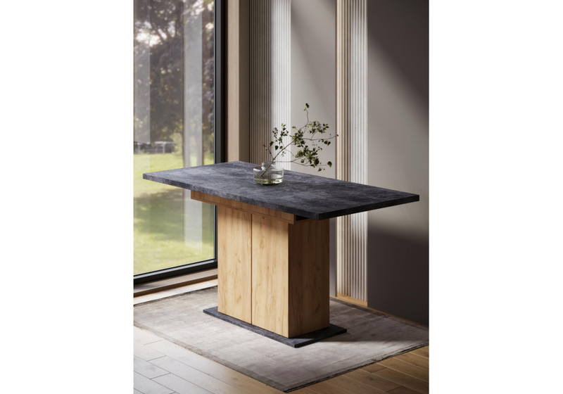 Стол деревянный, Carla крафт золотой / цемент темный