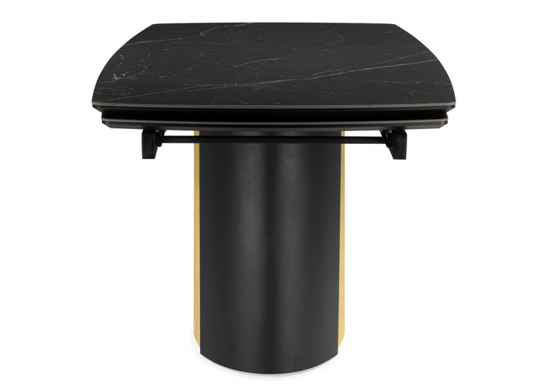 Керамический стол, Бовер 180(220)x90 черный мрамор / черный / дуб натуральный