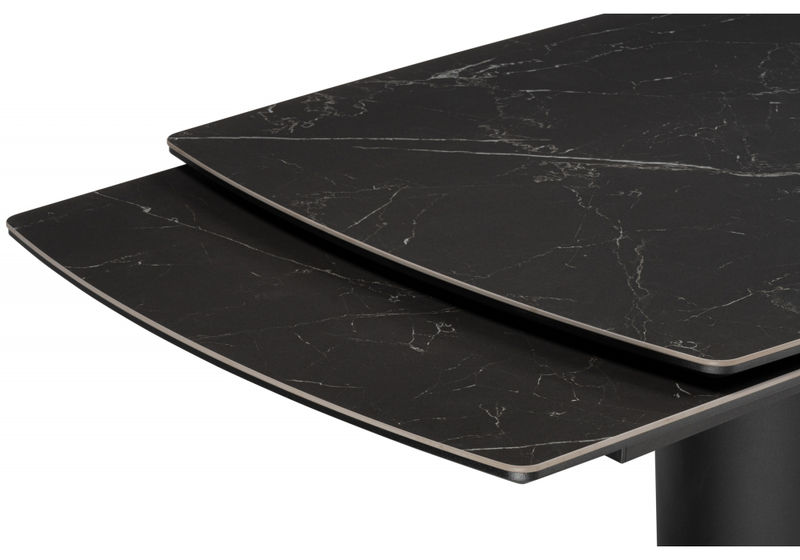 Керамический стол, Бовер 180(220)x90 черный мрамор / черный / дуб натуральный