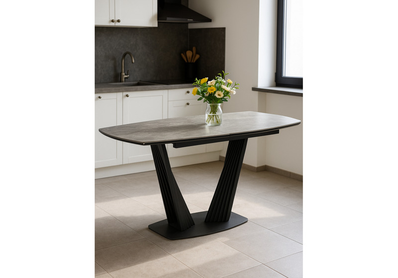 Керамический стол, Вейл 140(180)х80 larka grey / черный