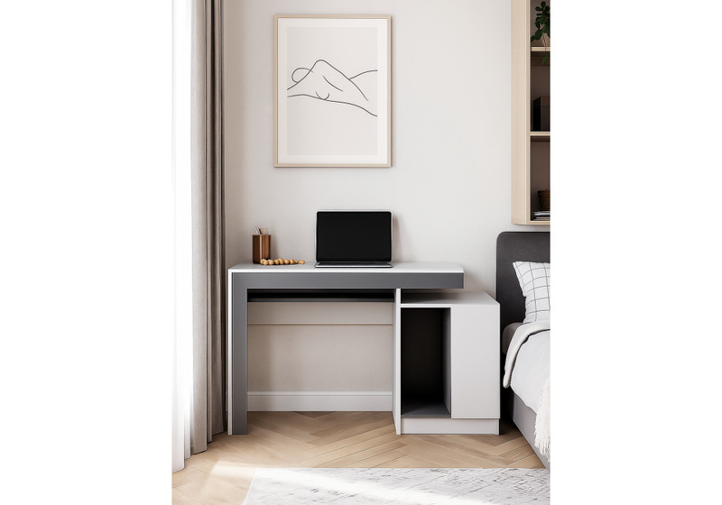 Компьютерный стол, Модена белый / графит