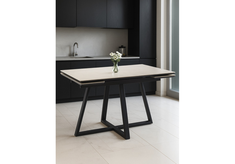 Керамический стол, Памелла 140(200)х80 carmen light grey / черный