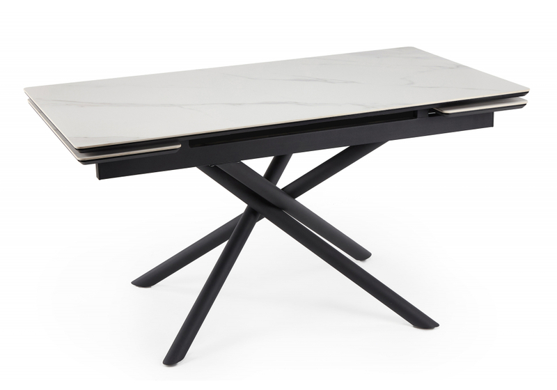 Керамический стол, Мэриан 140 (200) х 80 snow alpin white / черный