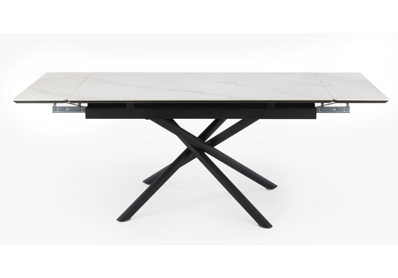 Керамический стол, Мэриан 140 (200) х 80 snow alpin white / черный