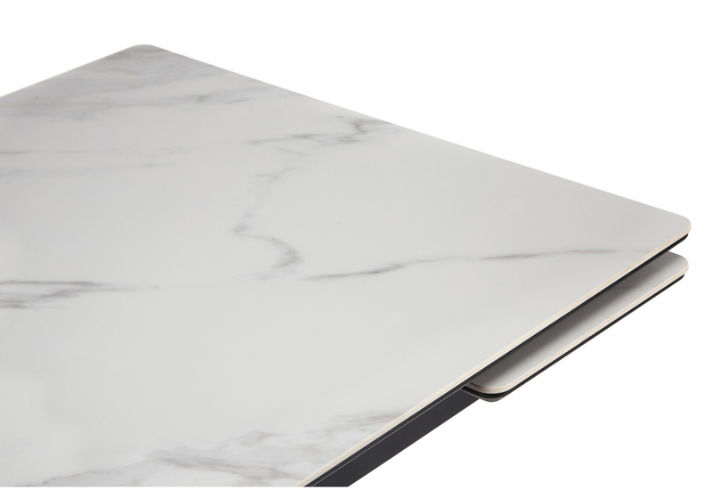 Керамический стол, Мэриан 140 (200) х 80 snow alpin white / черный