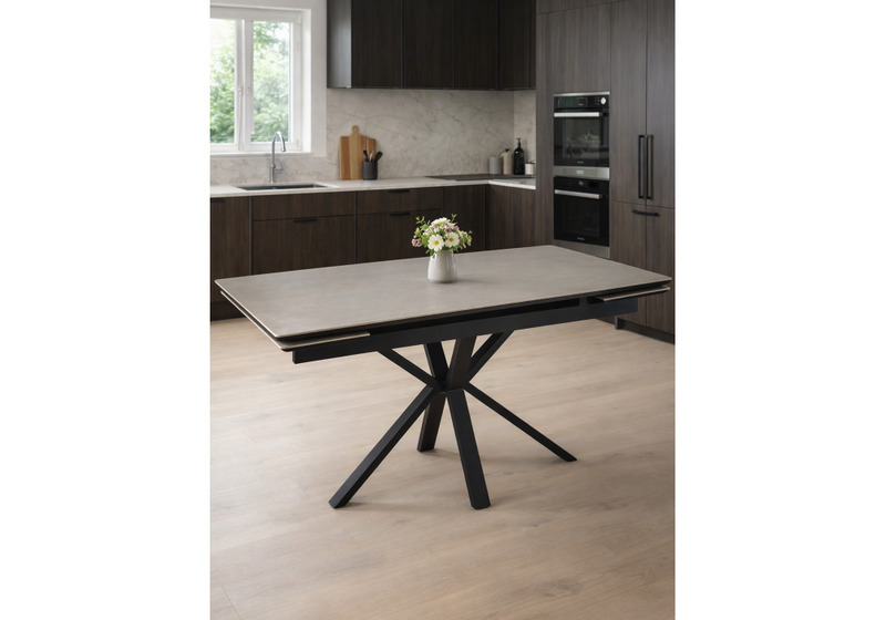 Керамический стол, Старлайт 140 (200) х 80 carmen light grey / черный