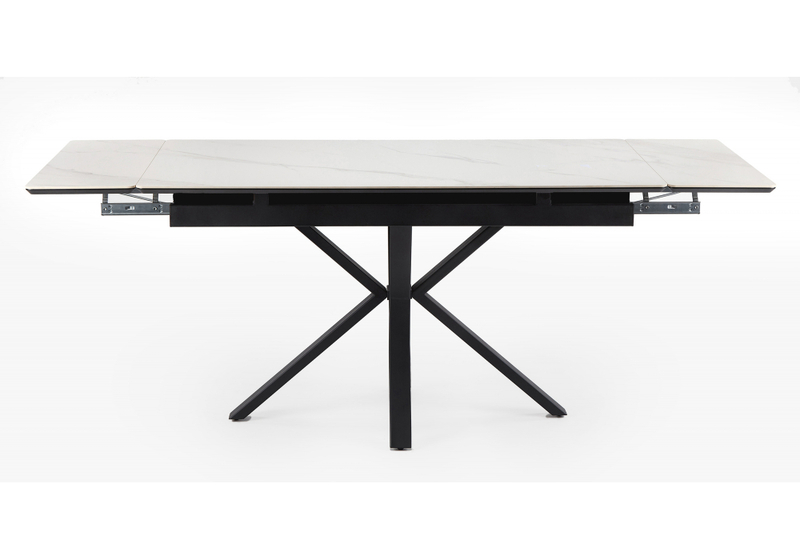 Керамический стол, Старлайт 140(200)х80 snow alpin white / черный