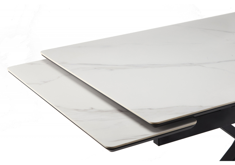 Керамический стол, Старлайт 140(200)х80 snow alpin white / черный