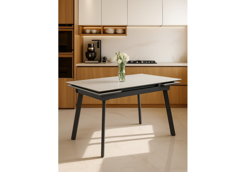 Керамический стол, Норман 120(180)х80 carmen light grey / черный