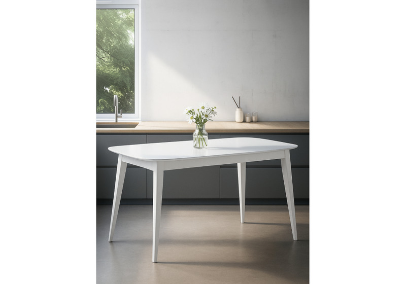 Стол деревянный, Адель 145(190)x80 белый матовый