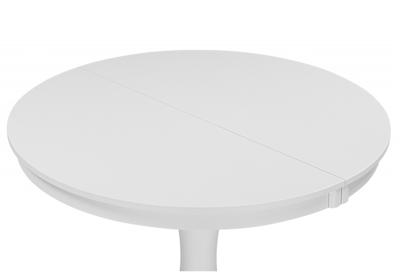 Стол деревянный, Амадей 90(130)x90 белый матовый