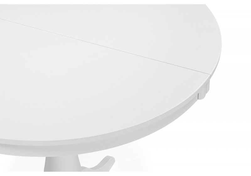 Стол деревянный, Амадей 90(130)x90 белый матовый