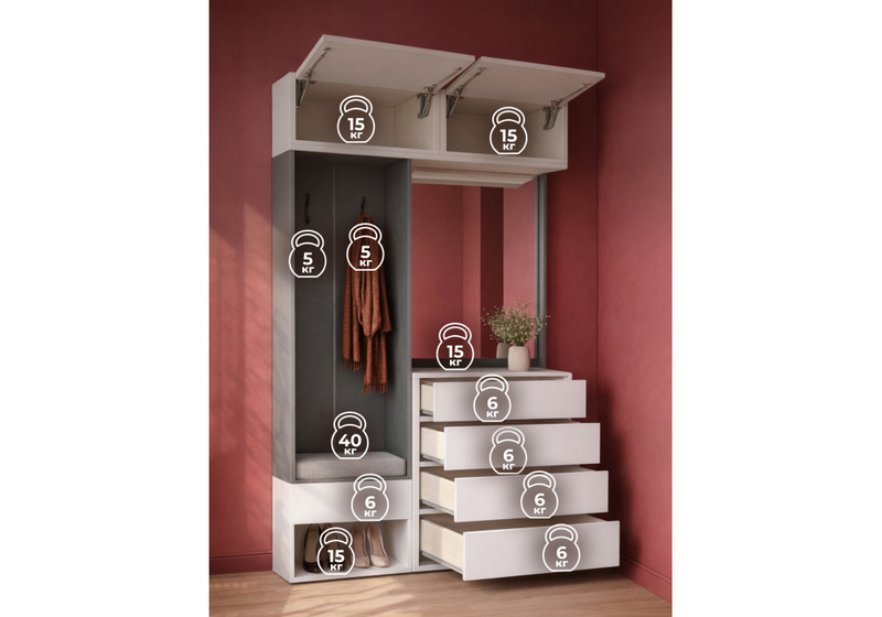 Корпусная мебель, Роут белый / графит комплектация 8