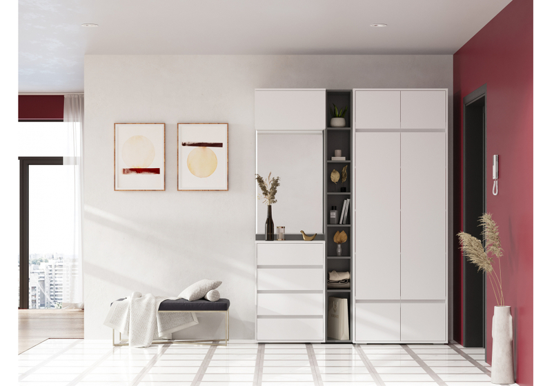 Корпусная мебель, Роут белый / графит комплектация 4