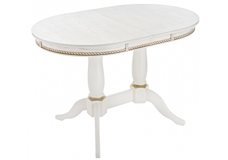 Стол деревянный, Кантри 120 молочный / золотая патина