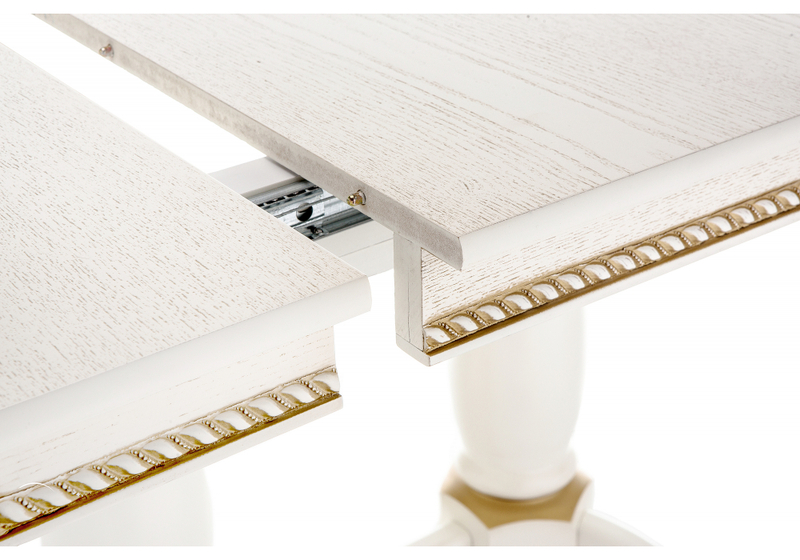 Стол деревянный, Кантри 120 молочный / золотая патина