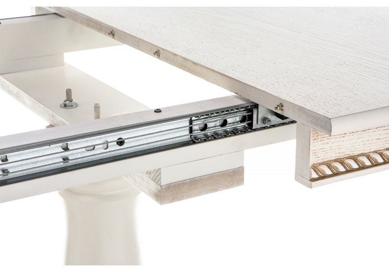 Стол деревянный, Кантри 120 молочный / золотая патина