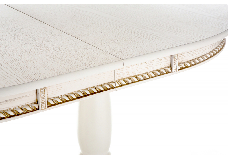 Стол деревянный, Кантри 120 молочный / золотая патина