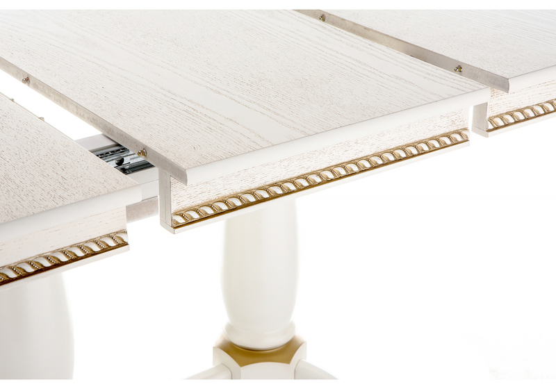 Стол деревянный, Кантри 120 молочный / золотая патина