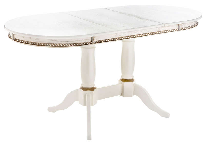 Стол деревянный, Кантри 120 молочный / золотая патина