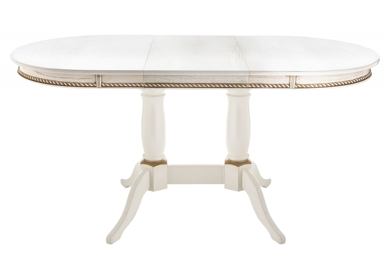 Стол деревянный, Кантри 120 молочный / золотая патина