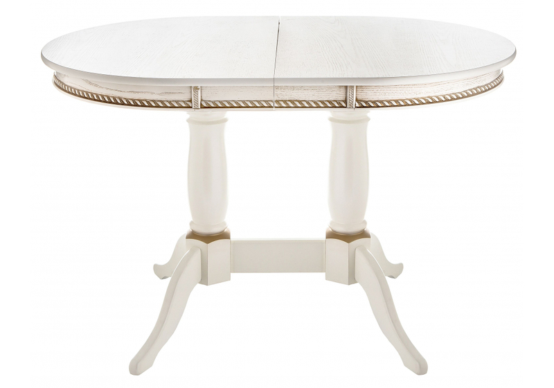 Стол деревянный, Кантри 120 молочный / золотая патина