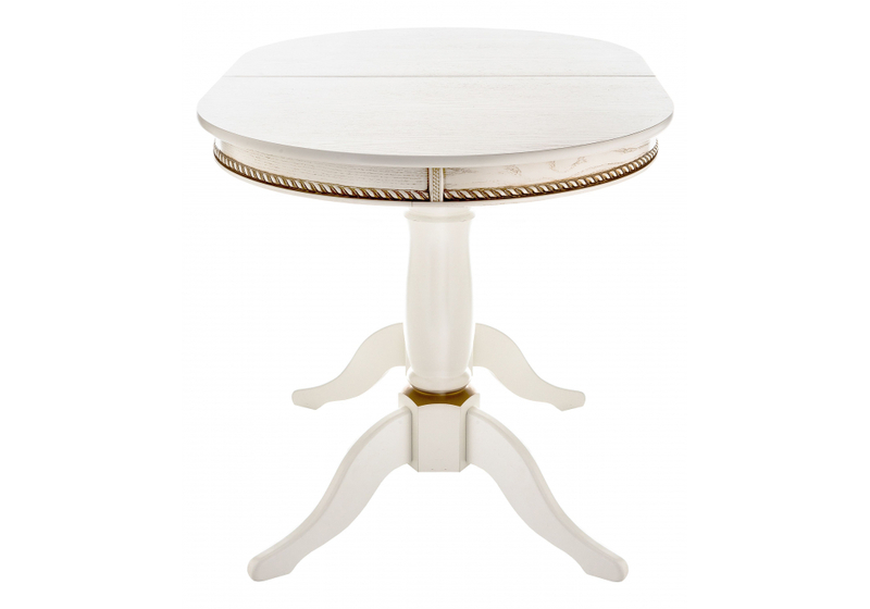 Стол деревянный, Кантри 120 молочный / золотая патина