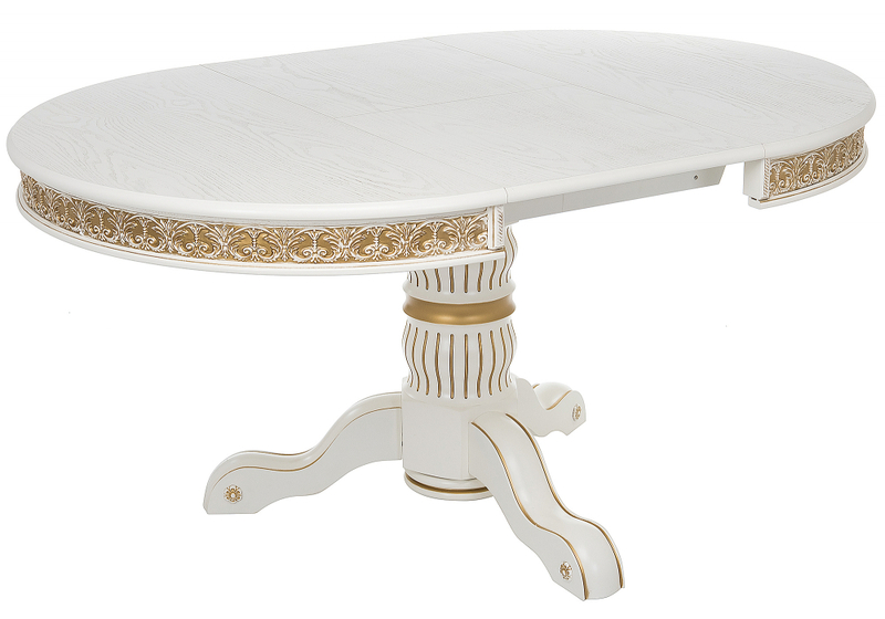 Стол деревянный, Лорд молочный / золотая патина