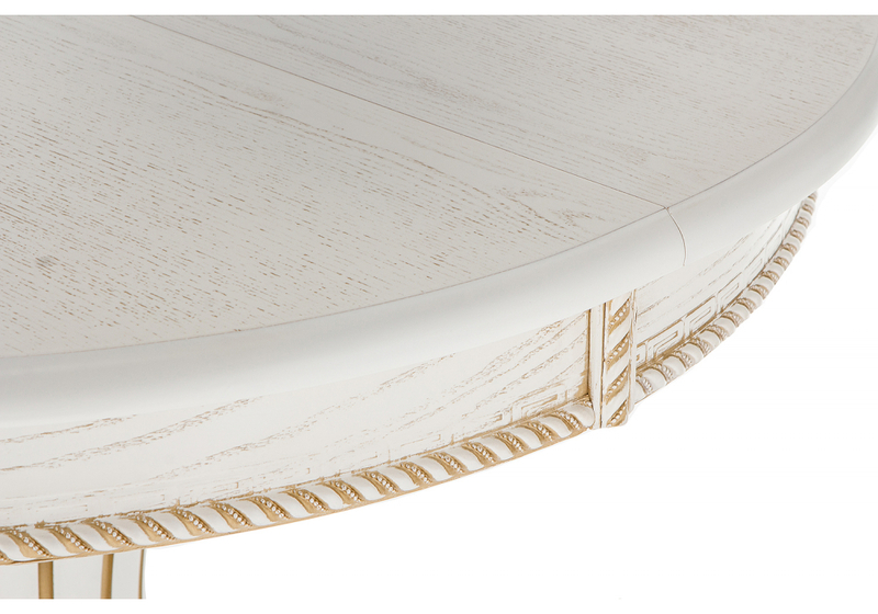 Стол деревянный, Павия молочный / золото патина