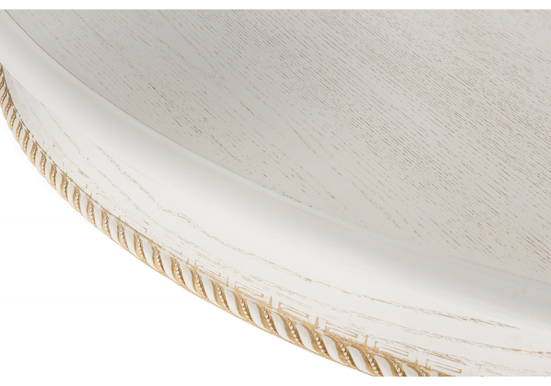 Стол деревянный, Павия молочный / золото патина