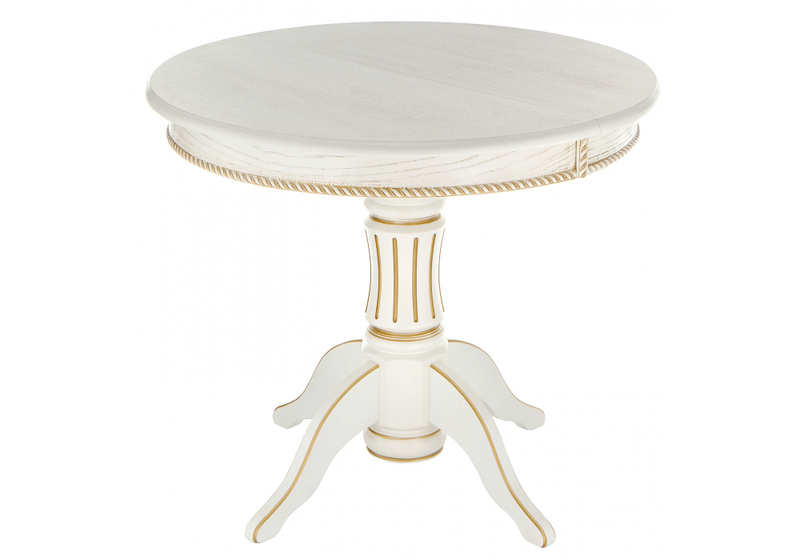 Стол деревянный, Павия молочный / золото патина