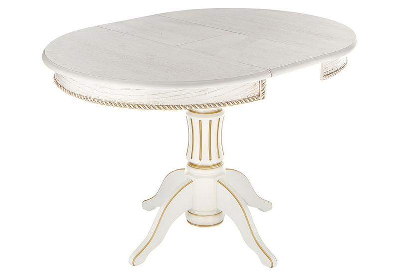 Стол деревянный, Павия молочный / золото патина