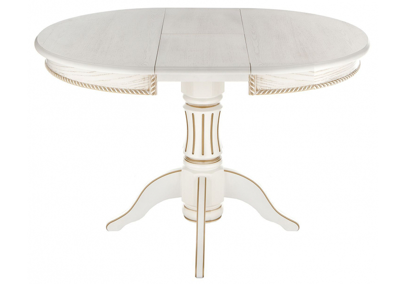 Стол деревянный, Павия молочный / золото патина