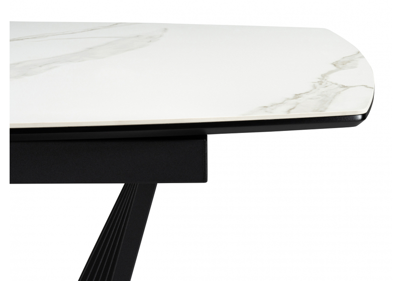 Керамический стол, Вейл 140(180)х80 белый мрамор snow white / черный