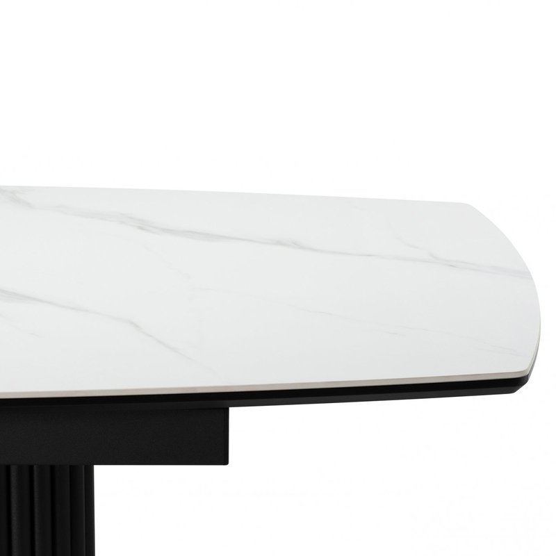 Керамический стол, Фестер 140(180)х80 белый мрамор snow white / черный